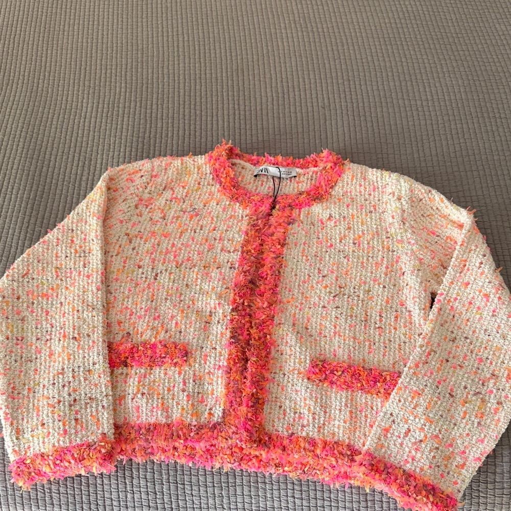 Zara Pink and Orange Textured Jacket